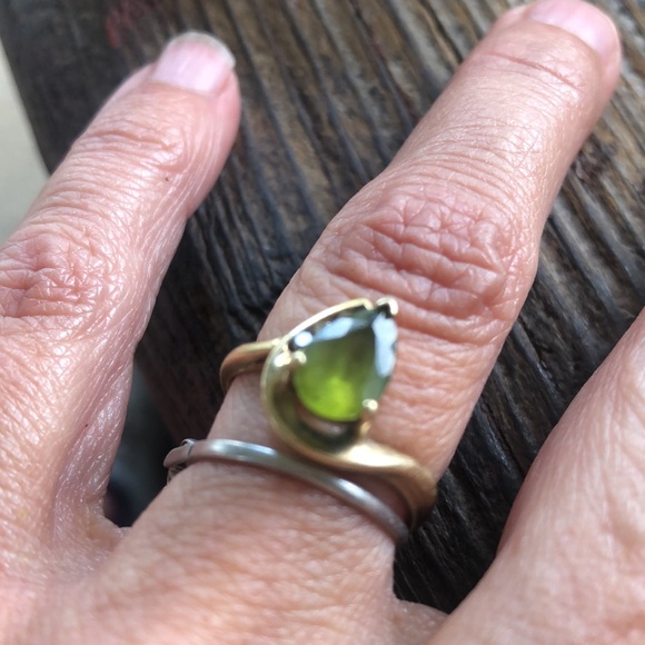 Peridot pave diamonds & sterling silver 9” pendant; marked Italy 925 & ring - Picture 9 of 11